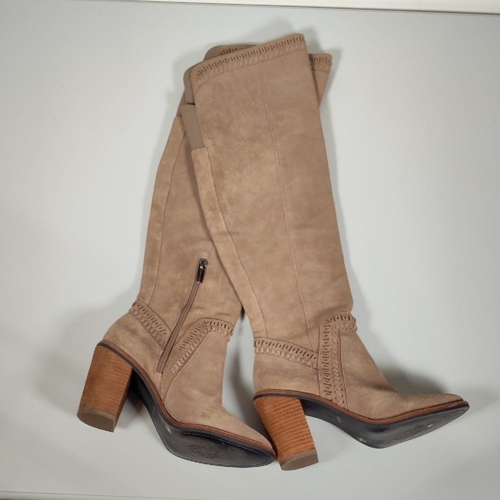Vince Camuto Madolee tan suede over the knee heeled boots 8.5 - Picture 4 of 16